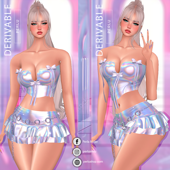 DERIVABLE HOLOGRAM TOP & SKIRT - PERLU SHOP