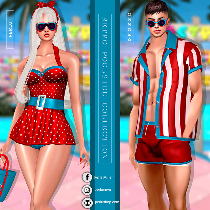 RETRO POOLSIDE COUPLE BUNDLE - PERLU | DROZZO SHOP